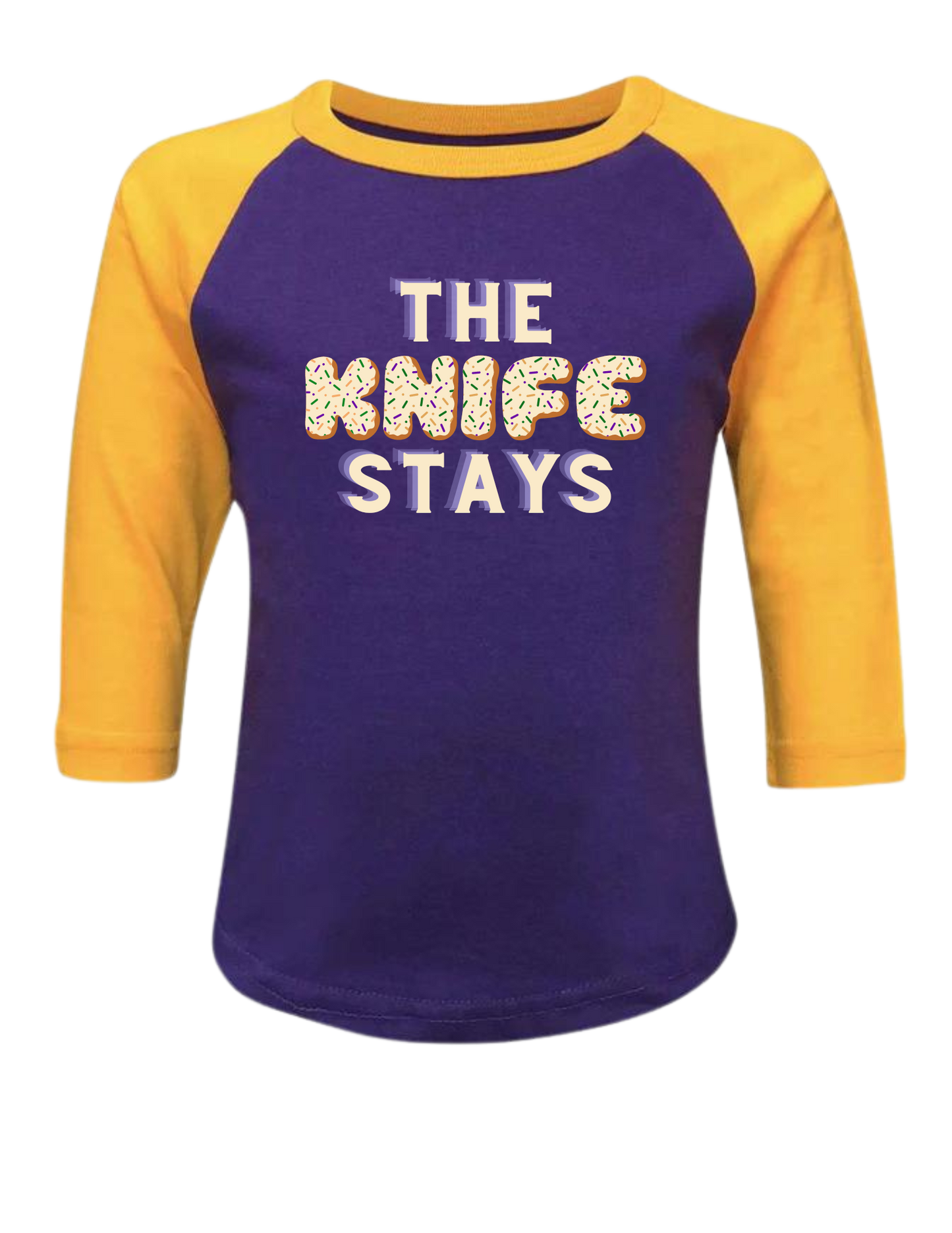 The Knife Stays - Youth Raglan Baseball Tee