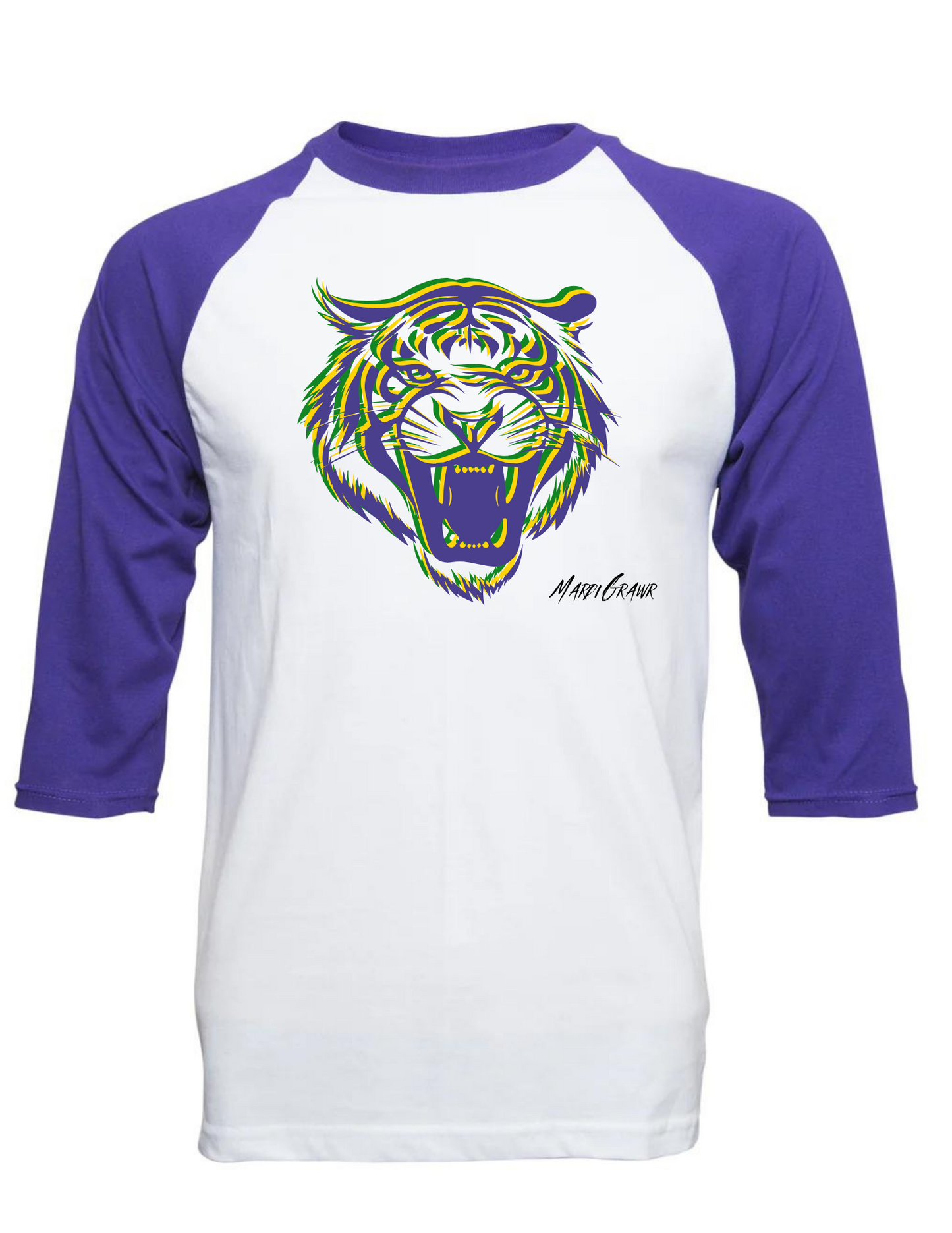 Mardi Grawr Tiger - Unisex Raglan Baseball Tee